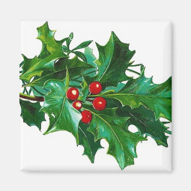 Christmas Holly Magnet Vintage (Devant)
