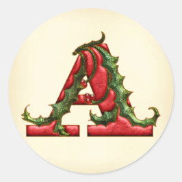 Christmas Holly Monogram A Umschlag Aufkleber