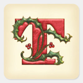 Christmas Holly Monogram T Umschlag Aufkleber