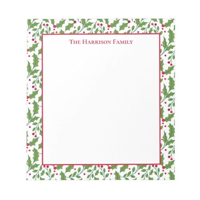 Christmas Holly Notepad Notizblock (Vorderseite)