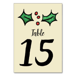Christmas Holly Numéro de table du Mariage