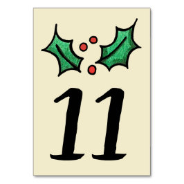 Christmas Holly Numéro de table du Mariage