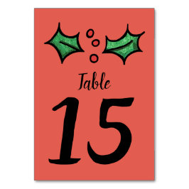 Christmas Holly Numéro de table du Mariage
