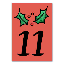 Christmas Holly Numéro de table du Mariage