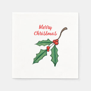 Christmas Holly Party Paper Napkins Serviette