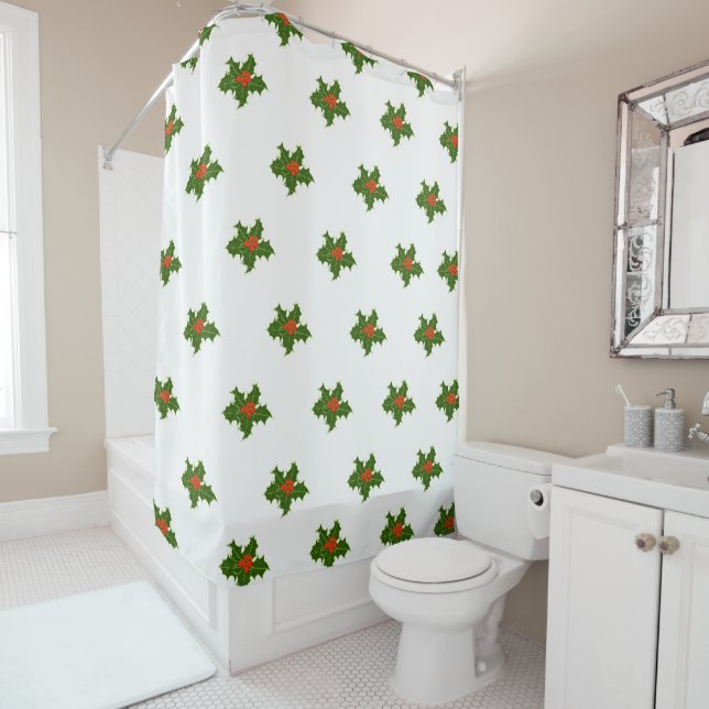 Christmas Holly Pattern Duschvorhang (Beispiel)