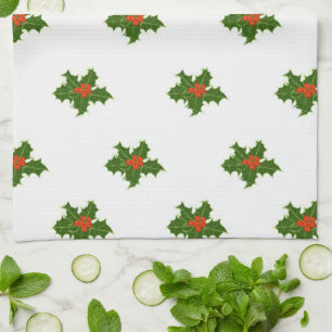 Christmas Holly Pattern Geschirrtuch