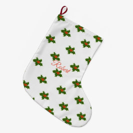 Christmas Holly Pattern Großer Weihnachtsstrumpf