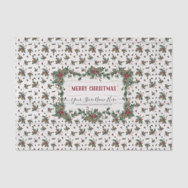 Christmas Holly Pine Mistletoe Classic Business Seidenpapier (Vorderseite)