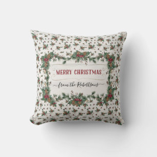 Christmas Holly Pine Mistletoe Rustic Cottagcore Kissen