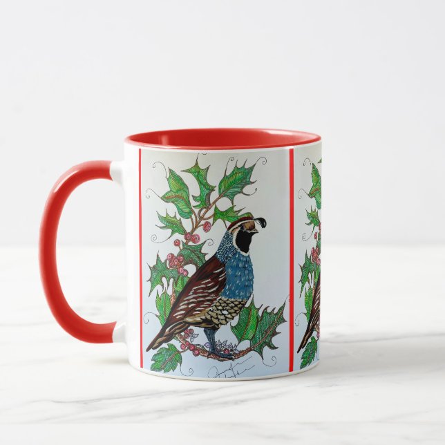 Christmas Holly Quail Tasse (Links)