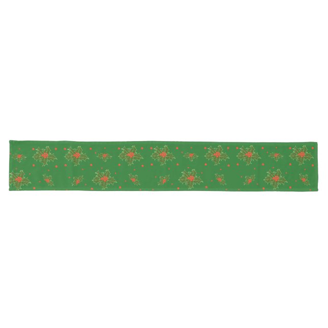 Christmas Holly Red Berries Großer Tischläufer (Horizontal)
