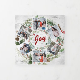 Christmas Holly Rustic Birch Bark Multi Foto Dreifach Gefaltete Urlaubskarte