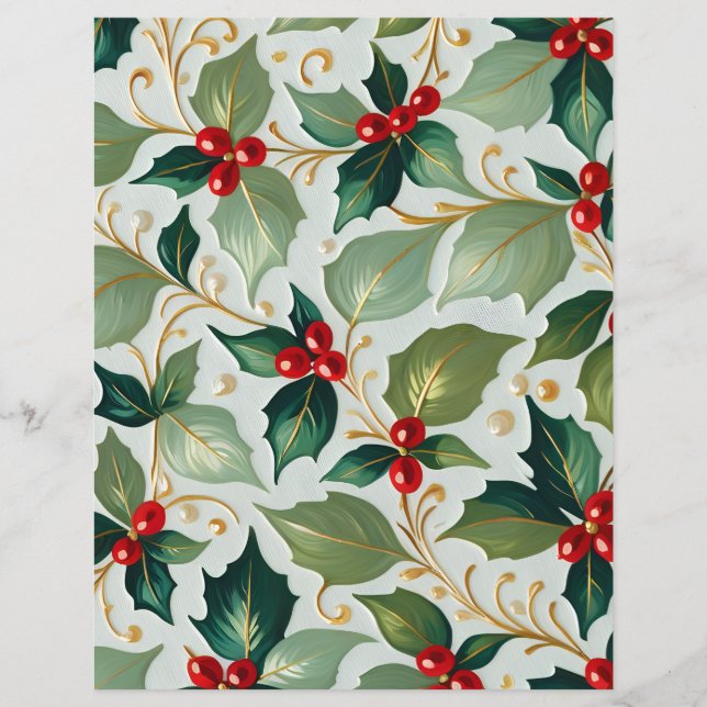 Christmas Holly Scrapbook Paper (Vorderseite)
