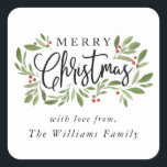 Christmas Holly Sticker Tag<br><div class="desc">Weihnachten Holly, Sticker-Tag. Personalisierbar. Teil einer Sammlung</div>