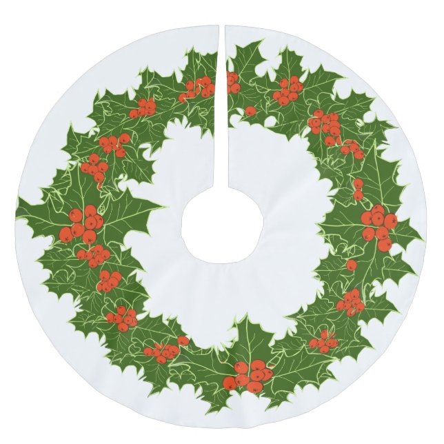 Christmas Holly Wreath Brushed Polyester Tree Ski Polyester Weihnachtsbaumdecke (Vorderseite)