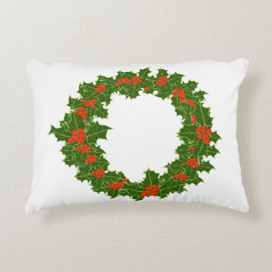 Christmas Holly Wreath Dekokissen