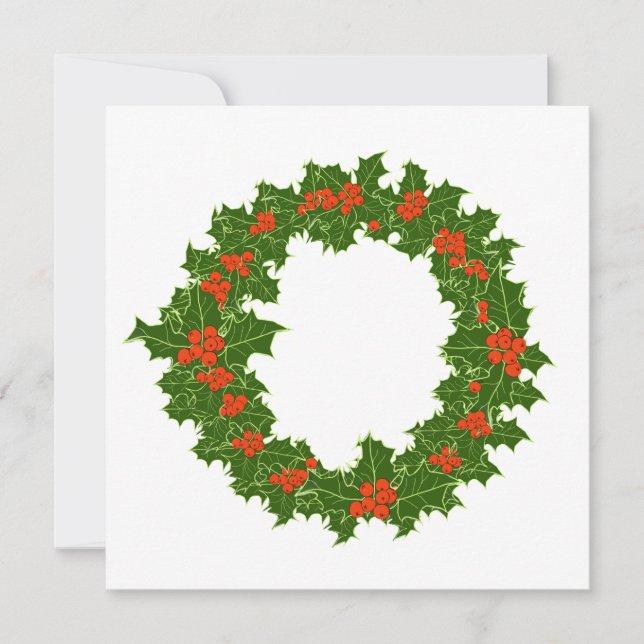 Christmas Holly Wreath Karte (Vorderseite)