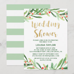 Christmas Holly Wreath Polterabend Einladung