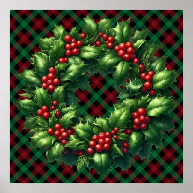Christmas Holly Wreath Poster (Vorne)