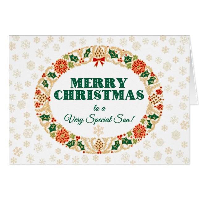 Christmas Holly Wreath, pour Son, Snowflakes (Devant horizontal)