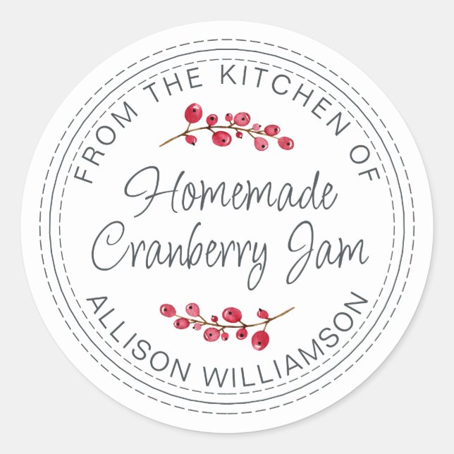 Christmas Homemade Cranberry Jam Runder Aufkleber (Vorderseite)