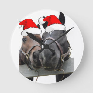 Christmas Horses Runde Wanduhr