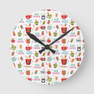 Christmas Hot Cocoa, Ginger Cookies Runde Wanduhr