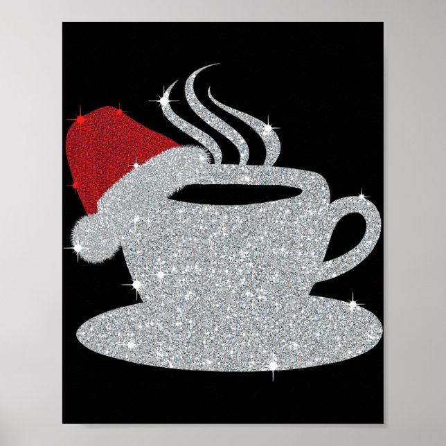 Christmas Hot Coffee Cup Santa's Hat Xmas Holidays Poster (Vorne)