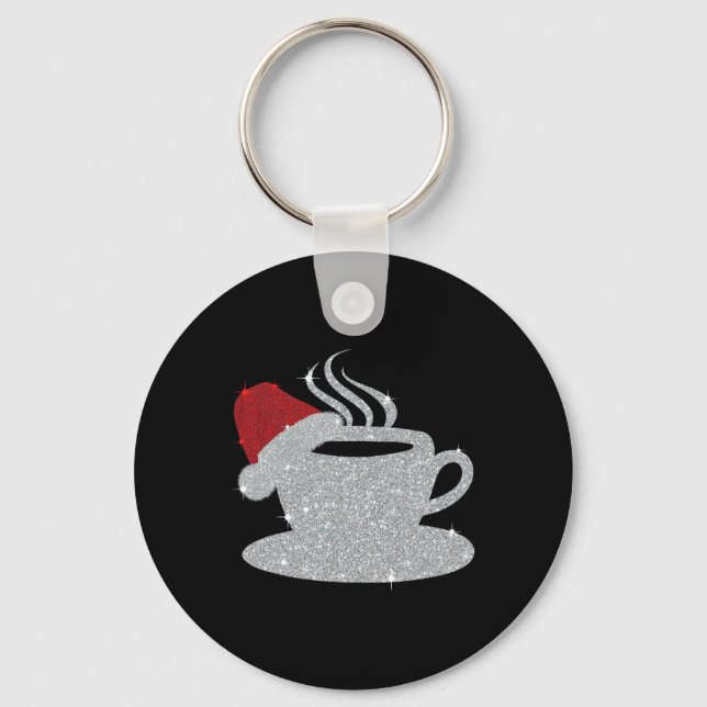 Christmas Hot Coffee Cup Santa's Hat Xmas Holidays Schlüsselanhänger (Vorderseite)