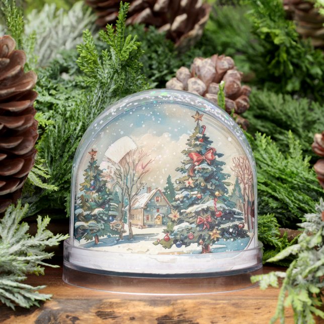 Christmas House Winterscape Snow Trees (Hiver)