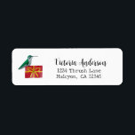 Christmas Hummingbird-Label<br><div class="desc">Hübsche Rücksendemarke mit einem rubingekrempelten Kolibri,  der auf einem Weihnachtsgeschenk sitzt. Der Stil des Schriftartes,  die Größe des Schriftartes und die Farbe können durch Klicken auf "Bearbeiten mit dem Entwurfstool" geändert werden.</div>
