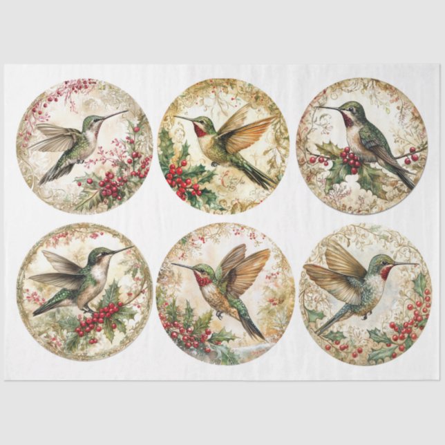 Christmas Hummingbird Rounds Seidenpapier (Vorderseite)