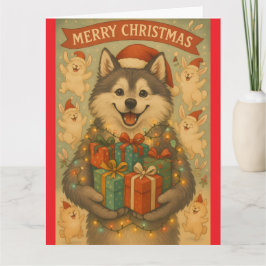 "Christmas-Hund" gefaltete Grußkarte Karte