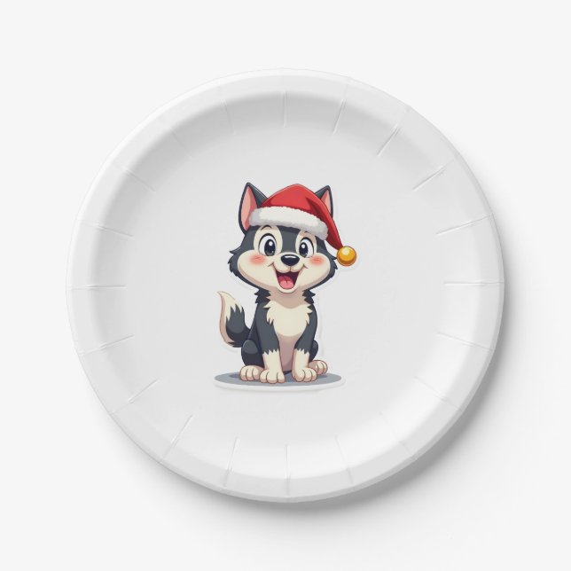 Christmas Husky Dog Lover Malamute (2) Pappteller (Vorderseite)