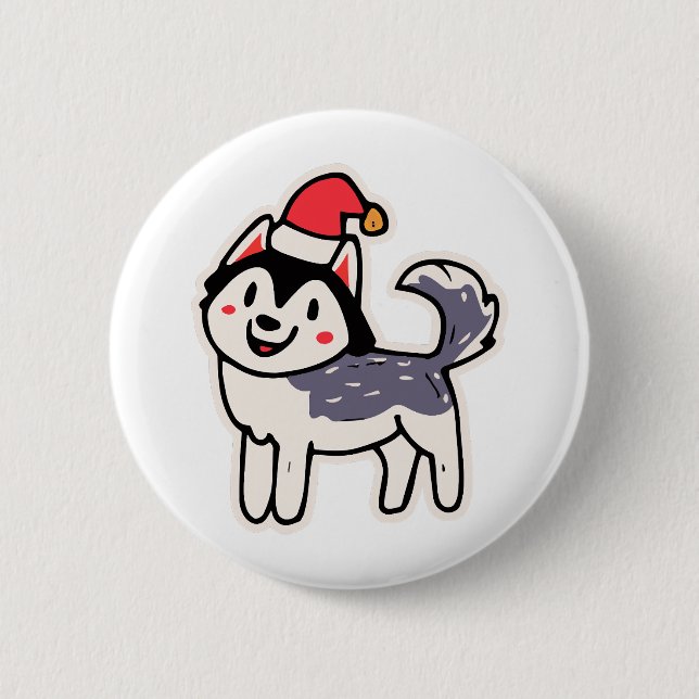 Christmas Husky Dog Lover Malamute Button (Vorderseite)