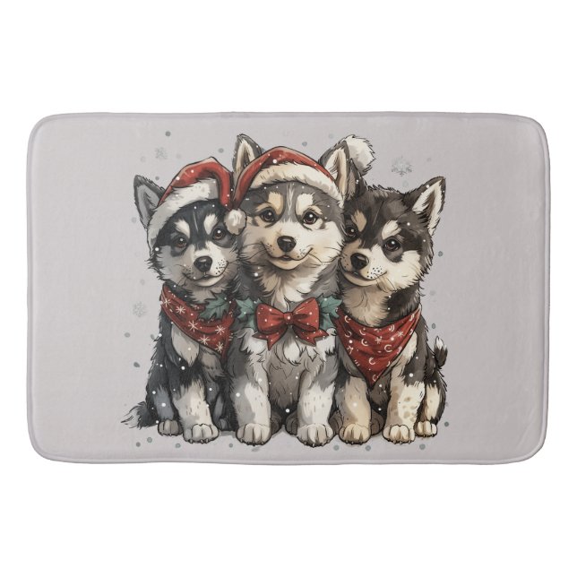 Christmas Husky Hogs Badematte (Vorderseite)