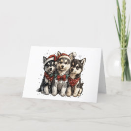 Christmas Husky Hogs Feiertagskarte