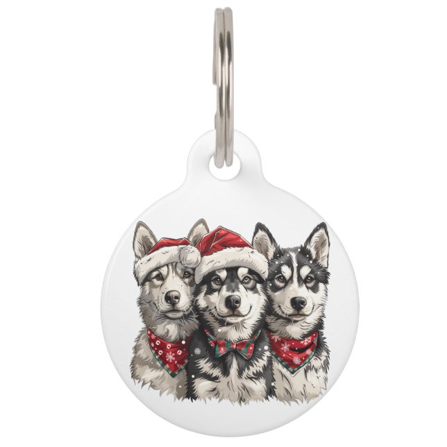 Christmas Husky Hogs Haustiermarke (Vorderseite)