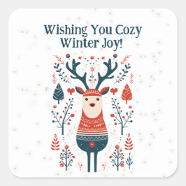 Christmas Hygge Cosy Winter Joy Deer Design Quadratischer Aufkleber