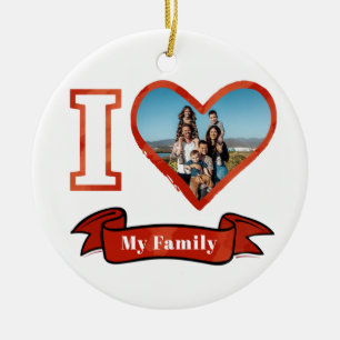 Christmas I Love My Family Personalized Foto Keramik Ornament