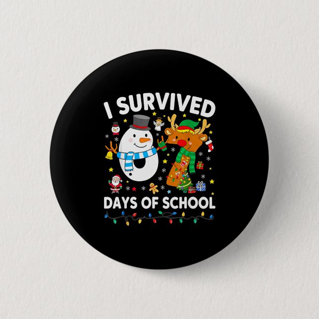 Christmas I Survived 67 Days Of School Funny Meme  Button (Vorderseite)