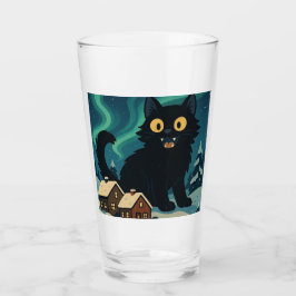 Christmas Icelandic Yule Cat with Northern Lights Glas