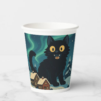 Christmas Icelandic Yule Cat with Northern Lights Pappbecher