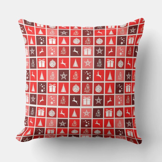 Christmas Icon Red Squares Holiday Art Classic Kissen (Vorderseite)