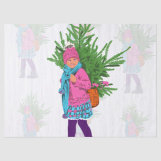Christmas Illustrated Holiday Tissue Paper Seidenpapier
