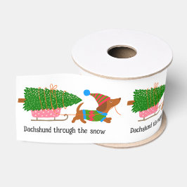 Christmas Illustration Dachshund Through the Snow Ripsband
