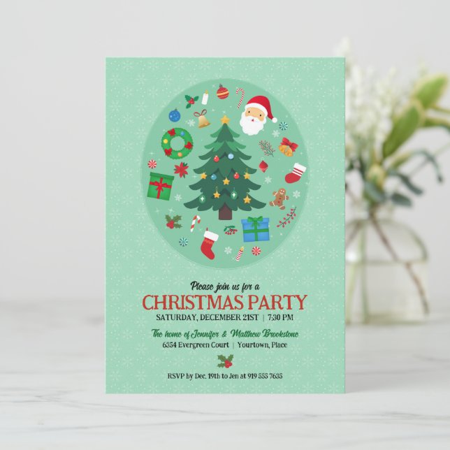 Christmas Illustrations Holiday Party Einladung (Stehend Vorderseite)