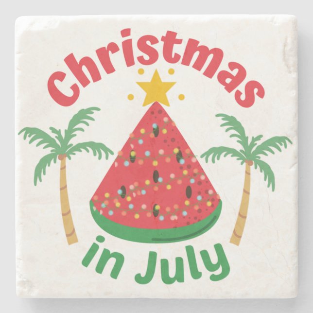 CHRISTMAS IM JULI-NAPKINS-GLASUNTERSETZER STEINUNTERSETZER (Vorderseite)