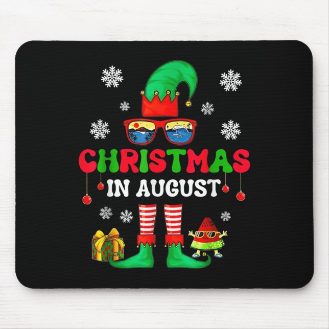 Christmas In August Funny Elf For Summer Xmas Men  Mousepad (Vorne)